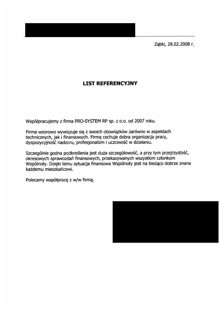 Referencje i opinie od klientów firmy PRO SYSTEM (14)