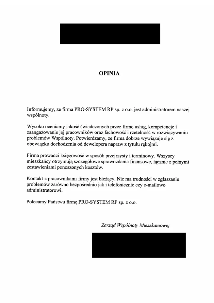 Referencje i opinie od klientów firmy PRO SYSTEM (15)