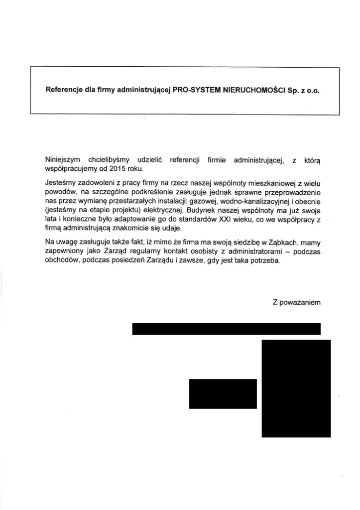 Referencje i opinie od klientów firmy PRO SYSTEM (19)