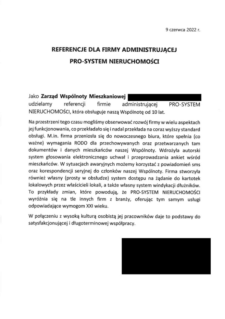 Referencje i opinie od klientów firmy PRO SYSTEM (5)