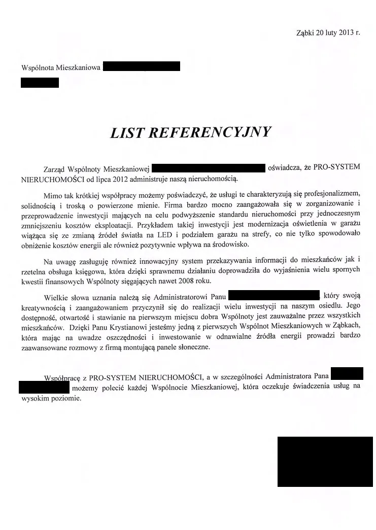 Referencje i opinie od klientów firmy PRO SYSTEM (6)