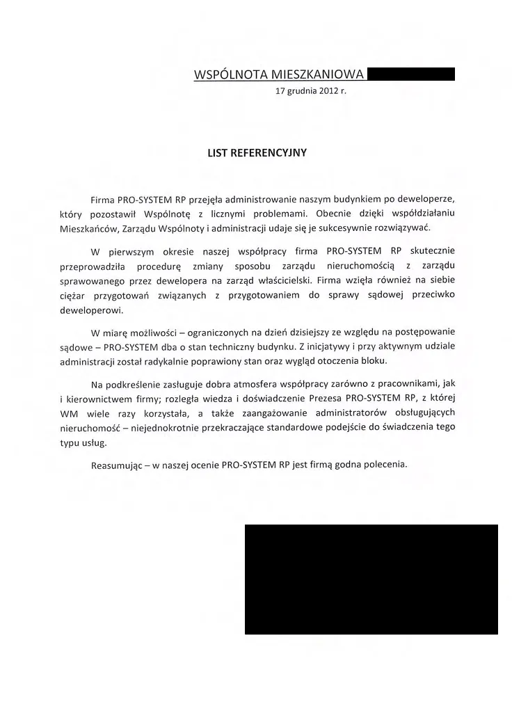 Referencje i opinie od klientów firmy PRO SYSTEM (9)